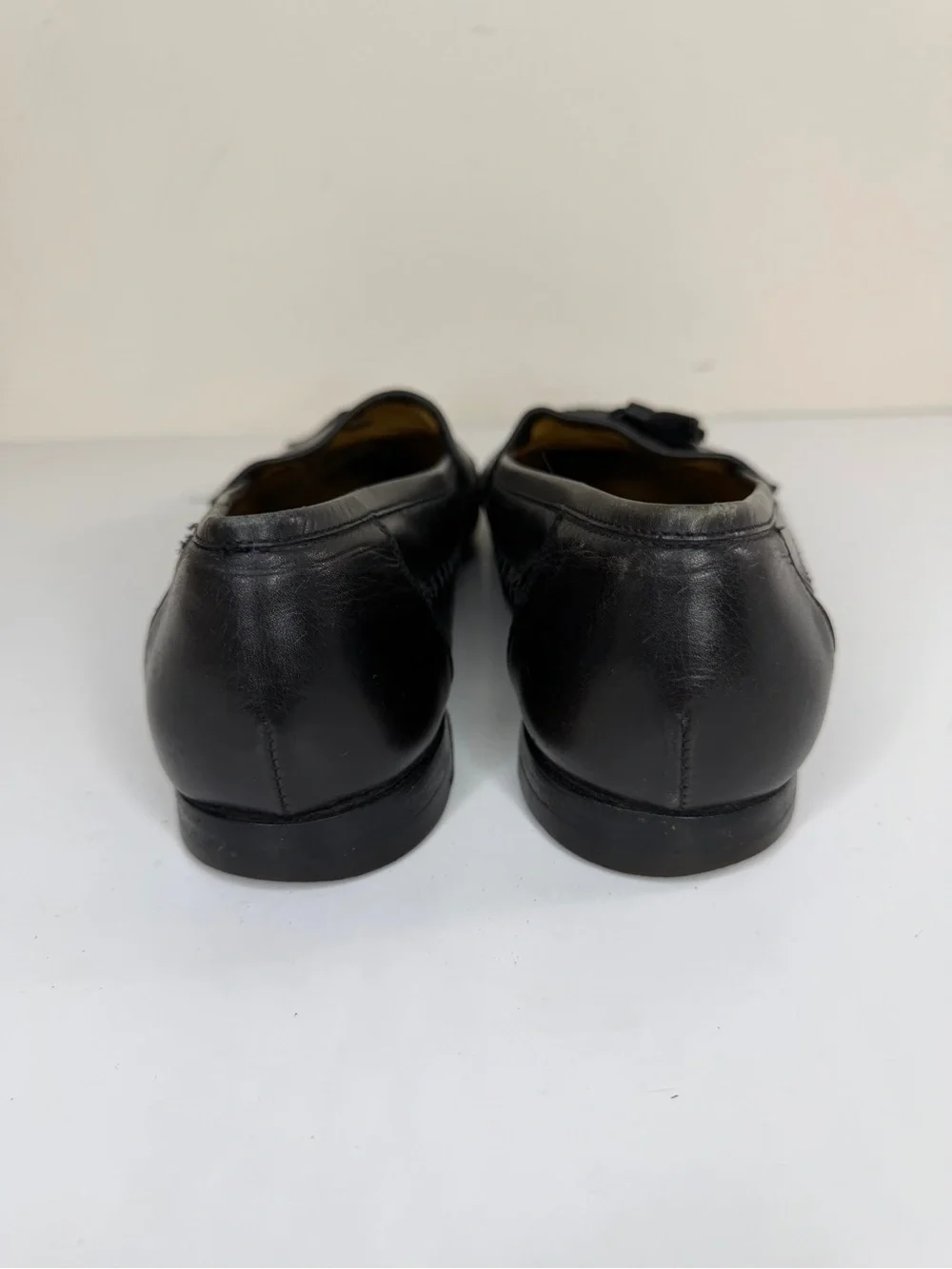 Santoni Black Woven Leather Tassel Loafers Men’s 9D  Made in Italy Handcrafted